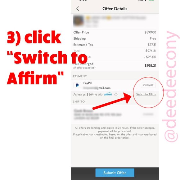 How to make OFFER using AFFIRM - Picture 4 of 7